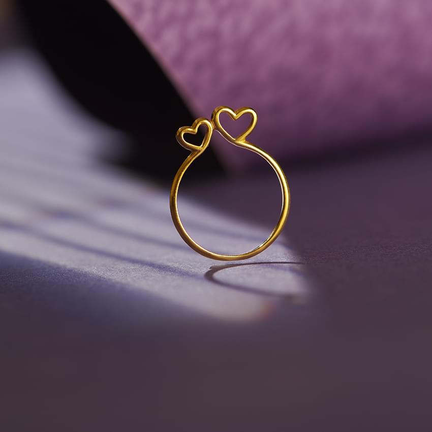 Duo Heart Gold Ring