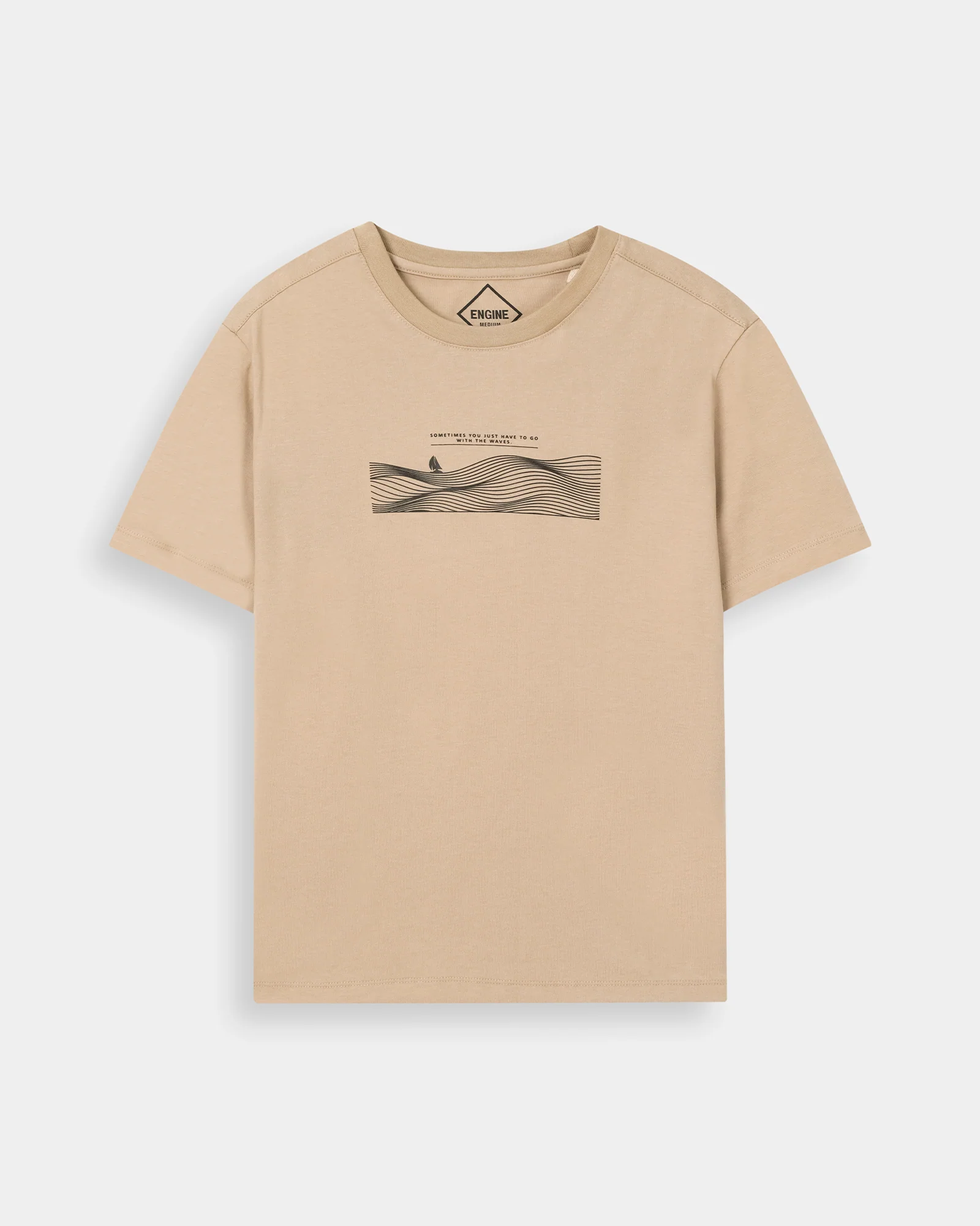 Men T Shirt Cream Short Sleeve